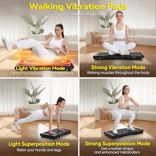 Image of Freepi Walking Pad with 6% Manual Incline,4 in 1 Under Desk Vibration Treadmill for Home,Treadmill with Handle Bar Foldable