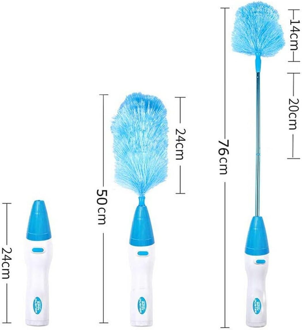 Spolverino Elettrico Pieghevole a 180°, Spolverino Elettrico Senza Fili per Pulire casa, cucina, bagno, piastrelle, ufficio, Auto. Spin Duster, Con Manico Estensibile, Strumento per Mobili