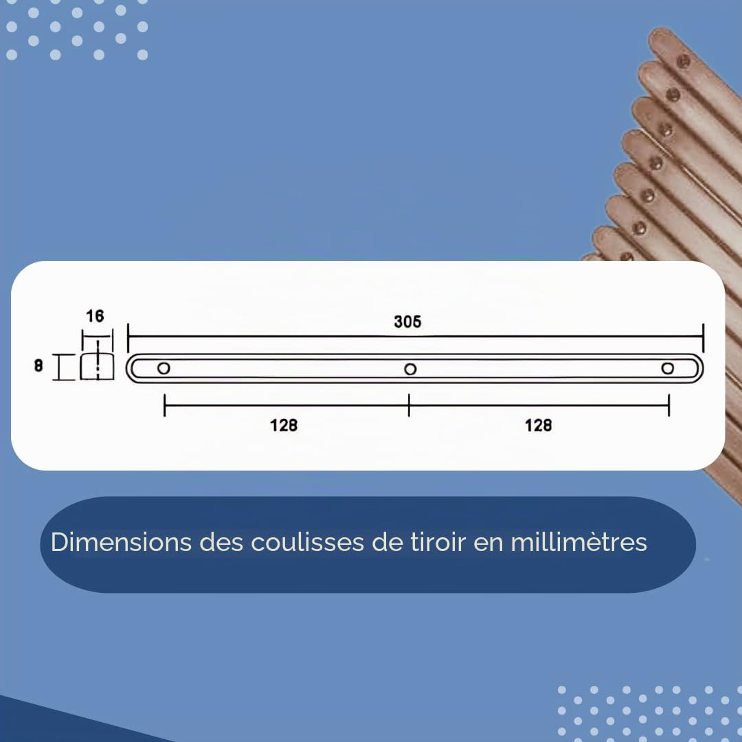 Lot de 10 (5 paires) de glissières de tiroir en plastique marron avec vis et instructions pour meubles Kevagh