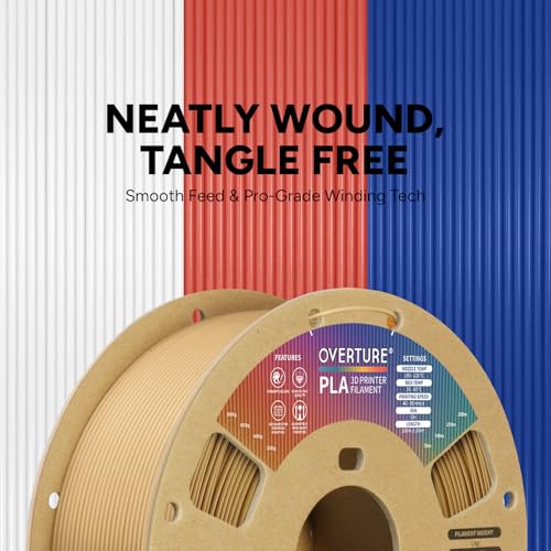 Image of OVERTURE PLA Filament 1.75mm PLA 3D Printer Consumables, 1kg Cardboard Spool (2.2lbs), Dimensional Accuracy 99% Probability + /- 0.03mm, Fit Most FDM Printer