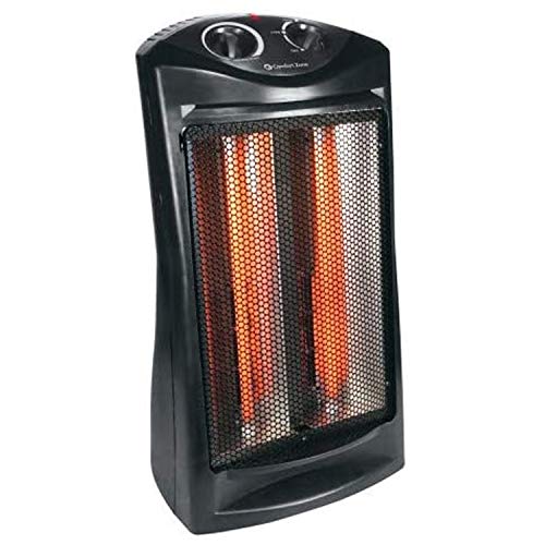 Comfort Zone Space Heaters for Indoor Use, Portable Electric Heater, Adjustable Thermostat, Infrared Heat, Quartz Tower Space Heater with 2 Heat Settings, Bedroom Heater, Black