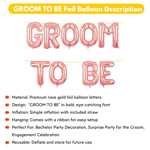 Image of Groom To Be Banner Rose Gold for Wedding Home Boys Foil Balloon Decoration Decor Celebration Rose Golden