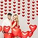 PTFNY 96 Pieces Red Hearts Felt Garlands NO DIY Valentines Day Red Heart Hanging String Garland Valentines Day Decorations Wedding Anniversary Birthday Party Supplies