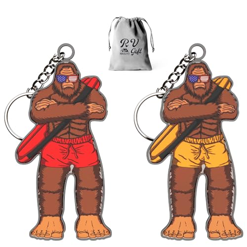 Image of Sasquatch Keychain 2-Pack, Unique Outdoor Gifts for Men & Women, Lightweight, Durable Keyring, Fun Camping Accessories