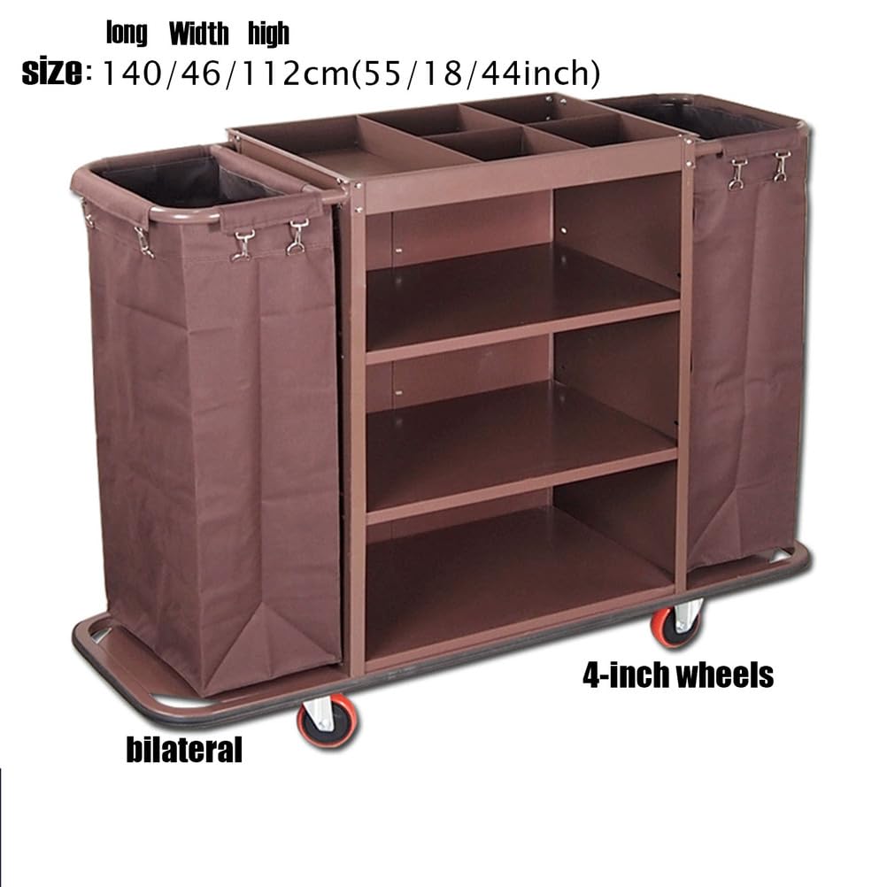 Carrito de limpieza de hotel, carrito comercial con bolsa de almacenamiento y ruedas, utilidad de limpieza multifuncional para operaciones de hospitalidad