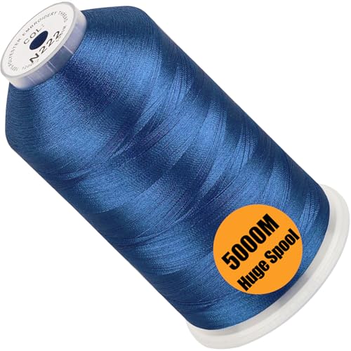 Image of New brothread - Single Huge Spool 5000M Each Polyester Embroidery Machine Thread 40WT for Commercial and Domestic Machines - Ocean Blue(Janome Color)