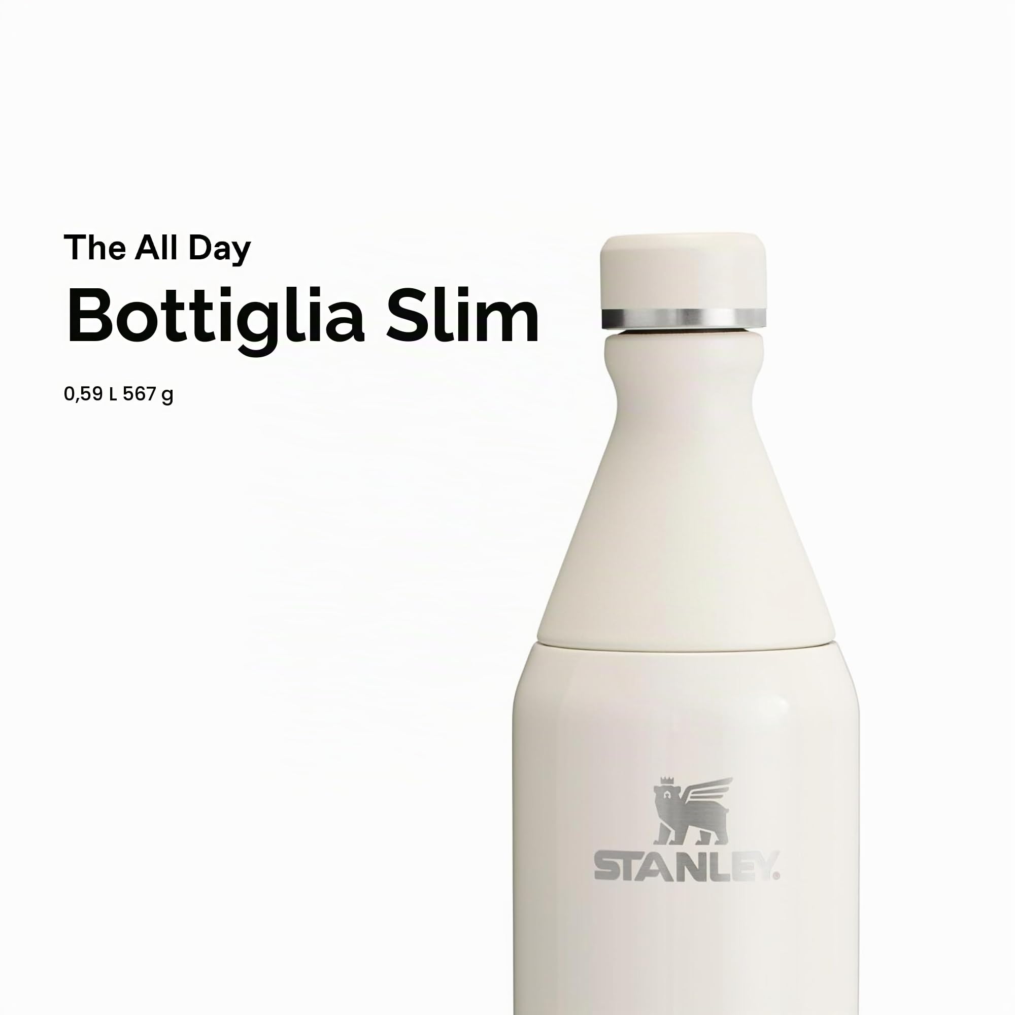 Stanley All Day Slim 0.6L Borraccia Termica - Freddo per 6 Ore - Con Ghiaccio per 11 Ore - Acciaio Inossidabile Riciclato Senza BPA - A Prova di Perdite - Lavabile in lavastoviglie