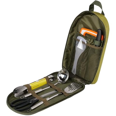 CLIUNT Camping Cooking Utensils Set, 8 Pcs Camping Kitchen Accessories Kitchen Travel Kit with Storage Bag for Outdoor Hiking Picnic Trekking Cover