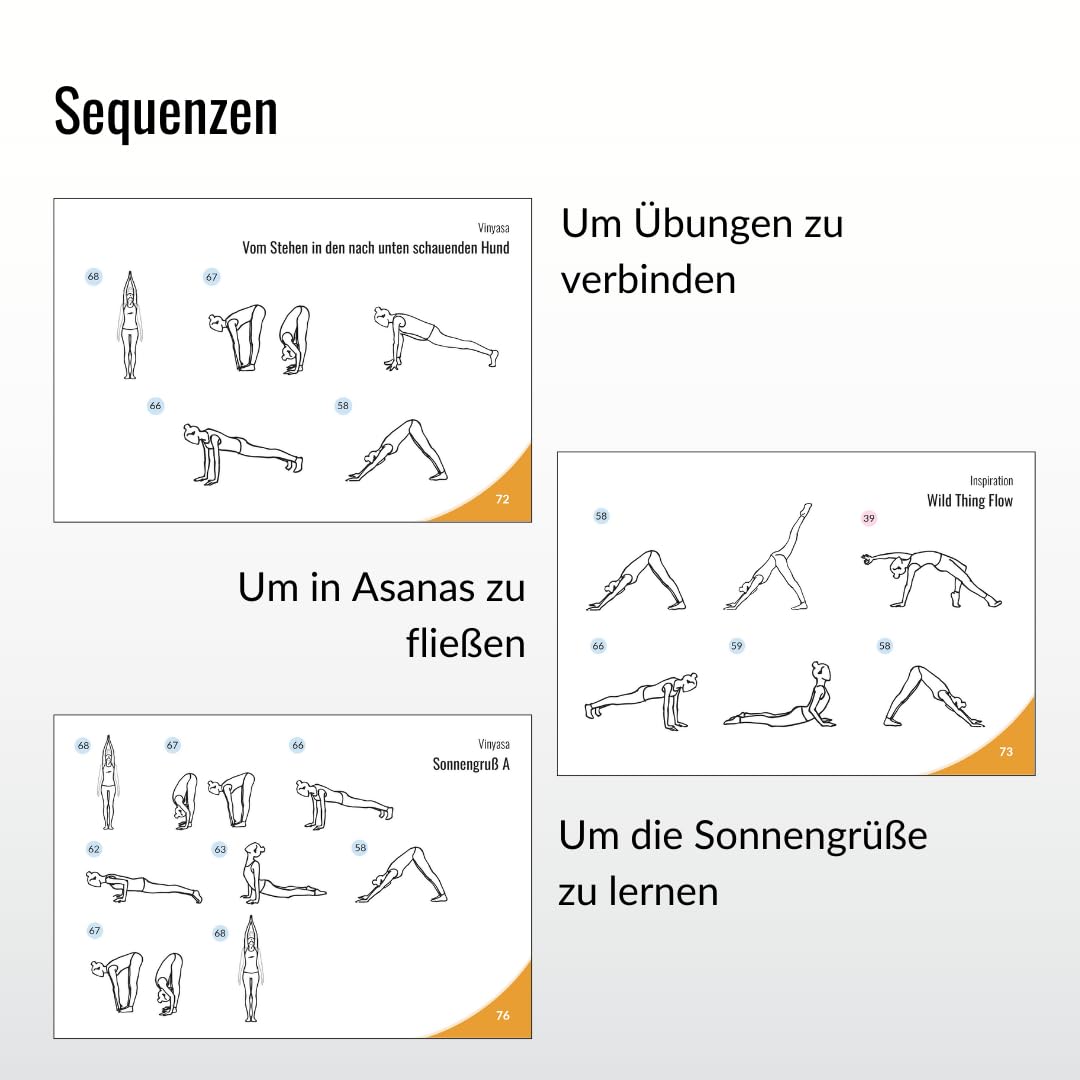YOGA Karten XXL (große Karten), für Anfänger und Fortgeschrittene, mit 60 Yogaübungen, mit Online-Einführungs-Kurs, mit Meditationen und Atemübungen zum Anhören, Yoga Box, von FIT&BALANCED
