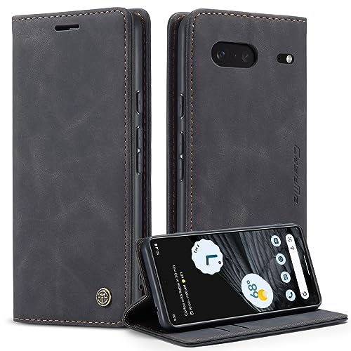 Monweicz Handyhülle für Google Pixel 7 Hülle Premium Lederhülle Klappbar Flip Case Tasche Magnet Kartenfach Standfunktion Klapphülle Schutzhülle für Google Pixel 7 - Schwarz