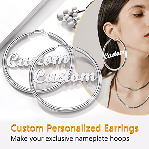 Image of Stainless Steel Chunky Hoop Earrings For Women, Minimalist and Chic, Black /Gold Plated, Round Hoops Earrings Hypoallergenic, Size: 30mm /40mm /60mm /80mm, Come with Box