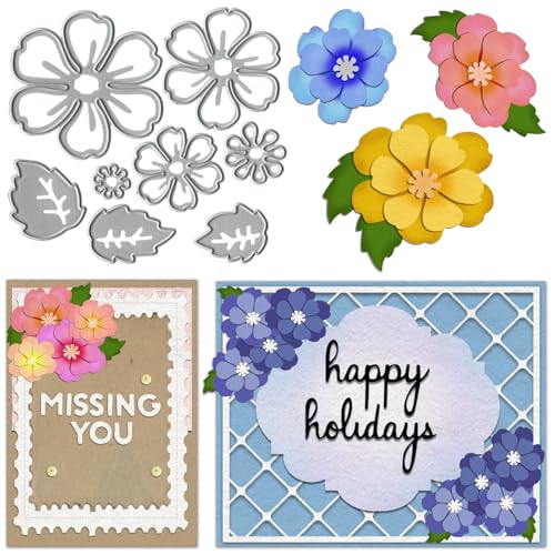 Hollow Flowers Cutting Dies for Card Making, Floral Leaves Die Cuts Flower Embossing Template for Scrapbooking DIY Photo Albums Crafts