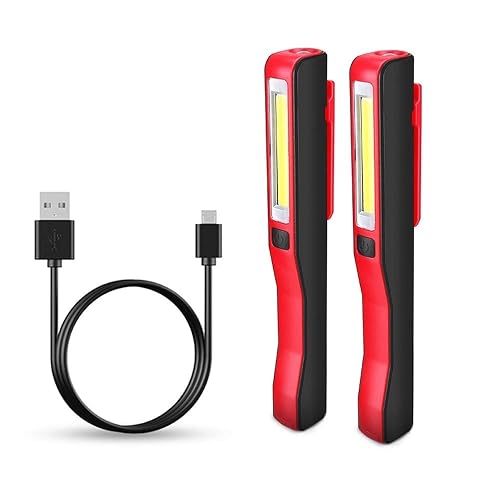 Lampe De Travail Rechargeable LED COB 2 En 1 - Baladeuse Magnétique Pour Mécanicien, Atelier Et Camping