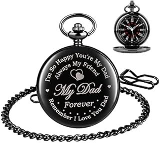 Tiong Engraved Pocket Watches to My Son I Love You Forever Gift Quartz Watch Fob Clip Chains Birthday Christmas Gift