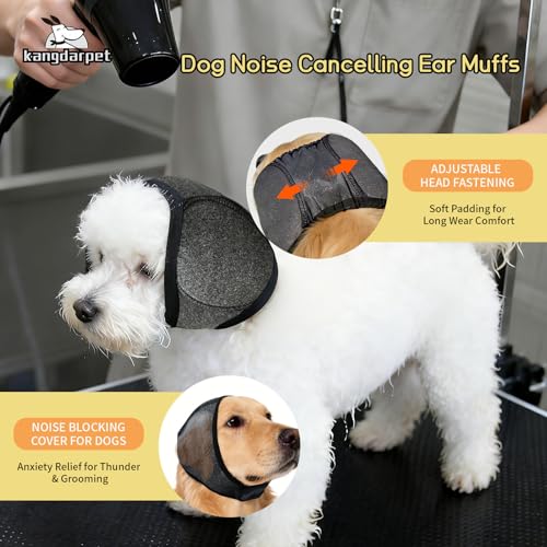 Image of Dog Ear Muffs, Gray, L (Head Size: 18 inch-24 inch) | Upgraded, Noise Protection & Anxiety Relief, Adjustable No Shake Ear Wrap