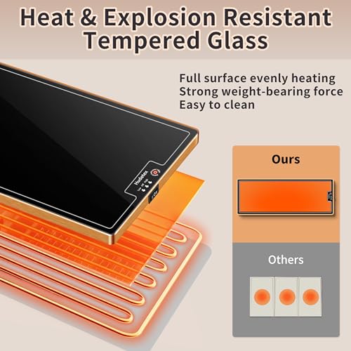 Image of Warming Mat for Food (Extra Long 59 inchx12 inch), Warming Trays for Buffets Party & Daily Use, Temperature Control Commercial Food Warmer, Tempered Glass Food Warming Mat, Black Electric Warming Tray
