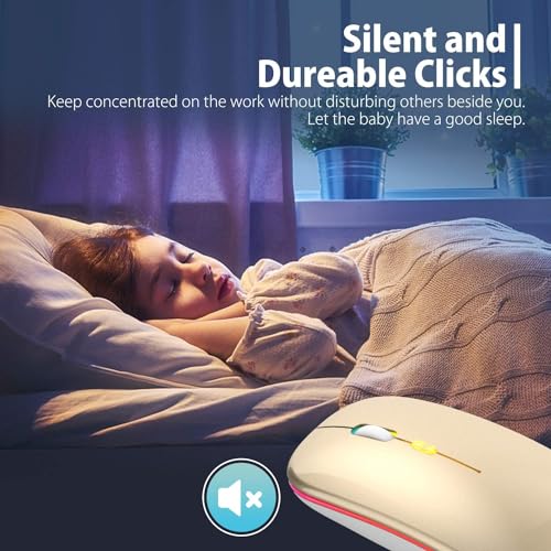 Image of LED Wireless Mouse, Slim Silent Mouse 2.4G Portable Mobile Optical Office Mouse with USB & Type-c Receiver, 3 Adjustable DPI Levels for Notebook, PC, Laptop, Computer (Gold)