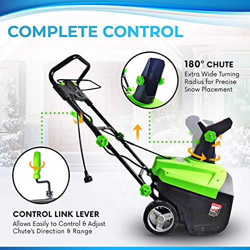Project One Electric Snow Blower,|15-Amp| 20-Inch Width Steel Auger Dual Electric Motor Snow Thrower, 180° Chute Rotation, 45\" Vertical, 30 FT Throwing Distance, Electric Lightweight, Low Noise - Thumbnail 4