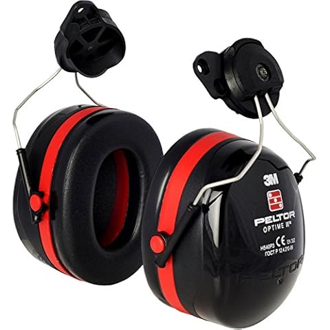 3M PELTOR Optime III Earmuffs, 34 dB, Black/Red, Helmet Mounted, H540P3EA-413-SV Cover