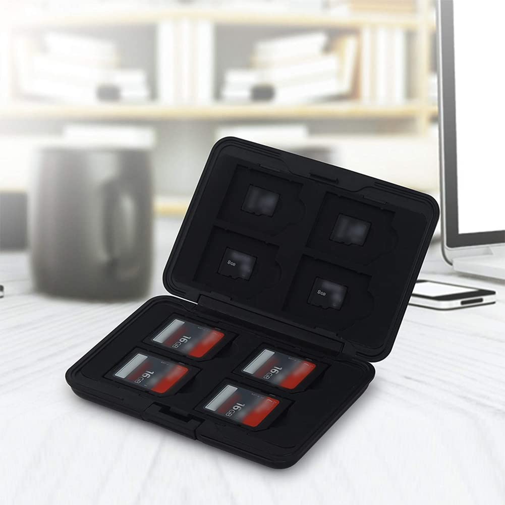 Scatola per Schede di Memoria,Custodia per Scheda di Memoria,Custodia di Trasporto Impermeabile e Antiurto, Impermeabile, Adatto per 8 schede SD, 4 schede CF,12 schede Micro SD / TF, Nero