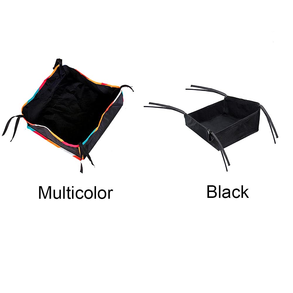 Cestino inferiore per passeggino per bambini, borsa portaoggetti con corde in tessuto Oxford universale di grande capacità per accessori (nero)(nero)