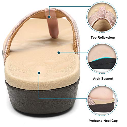 Image of MEGNYA Comfortable Walking Flip Flops for Womens, Orthopedic Walking Sandals with Arch Support, Flat Feet Pain Relief Sandals for Beach, Summer, Pool