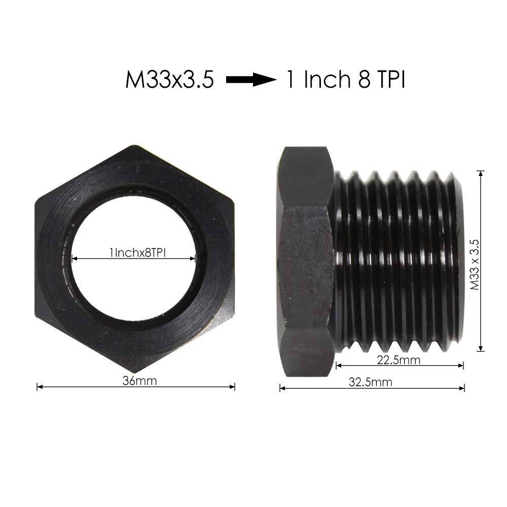 TS-Screw Adattatore Per Tornio Legno: Da Filetto Maschio 1″ X 8 TPI A Femmina M33 X 3.5 – 1 Pezzo