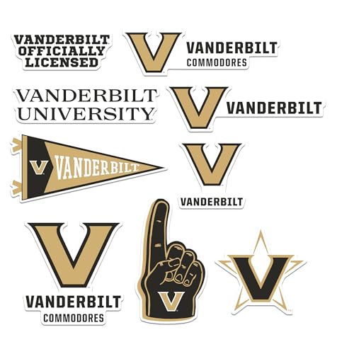 Image of Vanderbilt University Commodores 10ct Mixed Logo and Spirit Vinyl Sticker Pack for Laptop Water Bottle Tablet Scrapbooking Skateboard Indoor Outdoor Decals