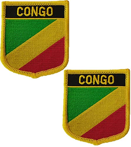 Bestickte Aufnäher mit internationaler Kongo-Flagge, taktische Moral-Applikation, zum Aufbügeln, Aufnähen, 2 Stück (Kongo)