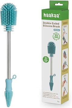 Haakaa Food-Grade Silicone Double-Ended Cleaning Brush Brush-Mist Blue