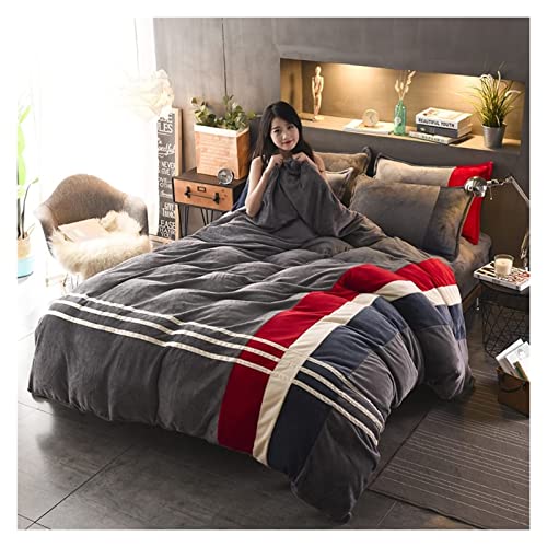 Housse de couette velours de lait anti-froid parure flanelle épaisse lit double