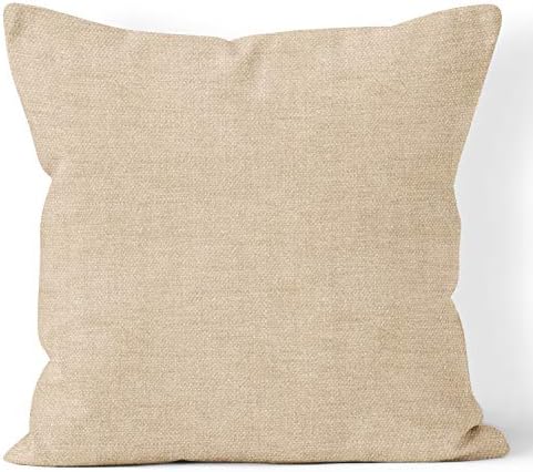 Encasa Homes Chenille Cushion Covers 2 pcs Set - Natural - 60 x 60 cm Textured Solid Colour, Soft & Smooth, Square Accent Decorative Cushion for Couch, Sofa, Chair, Bed & Floor