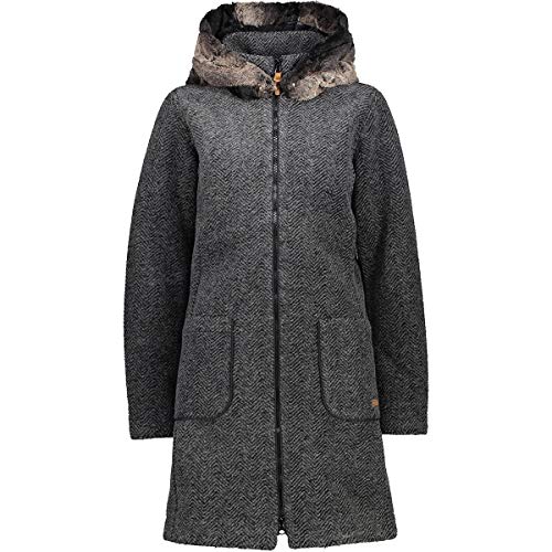 CMP Damen Parka Woll-Parka Eco Fur, Antracite-Nero, D40, 30M3396