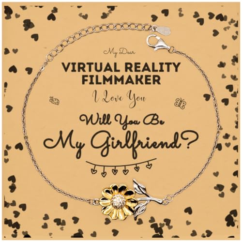 Will You be My Girlfriend?, My Virtual Reality Filmmaker,Sunflower Bracelet Proposal, Love Messages, Card for Couple, Lover, Girlfriend. Marriage, Wedding, Proposal Card. Christmas for her, Birthday,