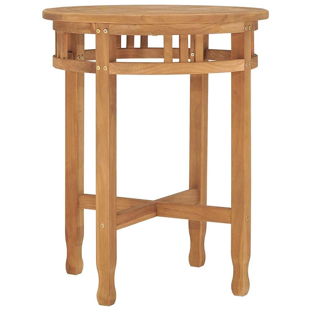 Tavolo da bistrot in legno massiccio di teak, rotondo, 60 x 60 cm, resistente alle intemperie, per giardino, terrazza, soggiorno, salvaspazio, moderno, con superficie liscia e design facile