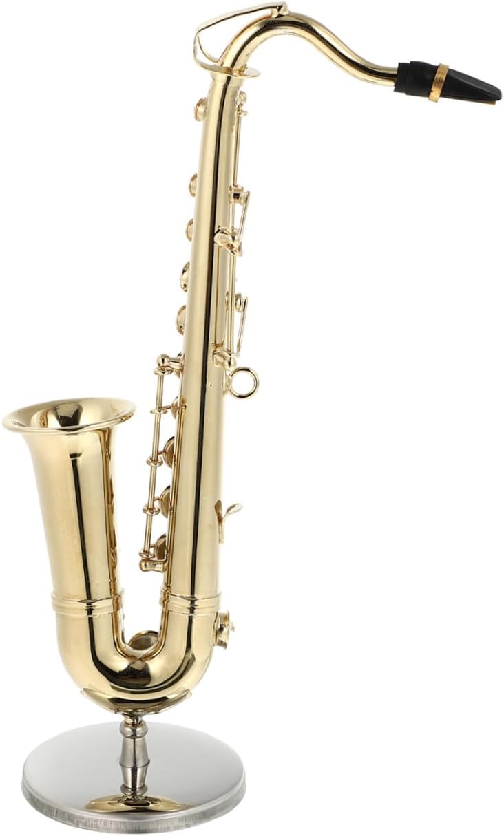 MAGICLULU Mini Saxophone Model with Stand and Case, Realistic Golden Decor