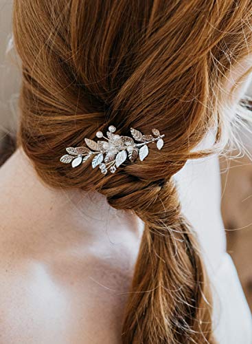 Preisvergleich Produktbild Chargances Brautschmuck Haarkamm Kristall und Blattgold, handgefertigt, Unkraut-Zubehör für Braut, Brautjungfer, Haarschmuck, Geschenk für Damen und Mädchen