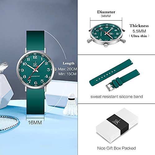 SHENGKE SK Ultra Thin Fashion Sport Sweatproof Women Watch for Medical Professionals,Nurses,Doctors,Students Watch with Easy Read Dial,Colorful Silicone Band - Image 6