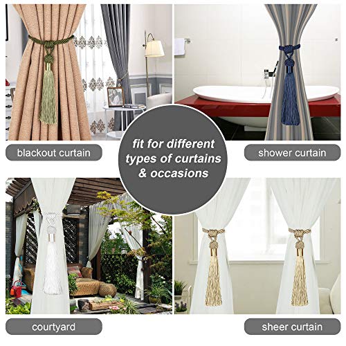 image for UNI AISENG 2 PCS Curtain Tiebacks, Hand-Woven Curtain Tie-Backs Tassel