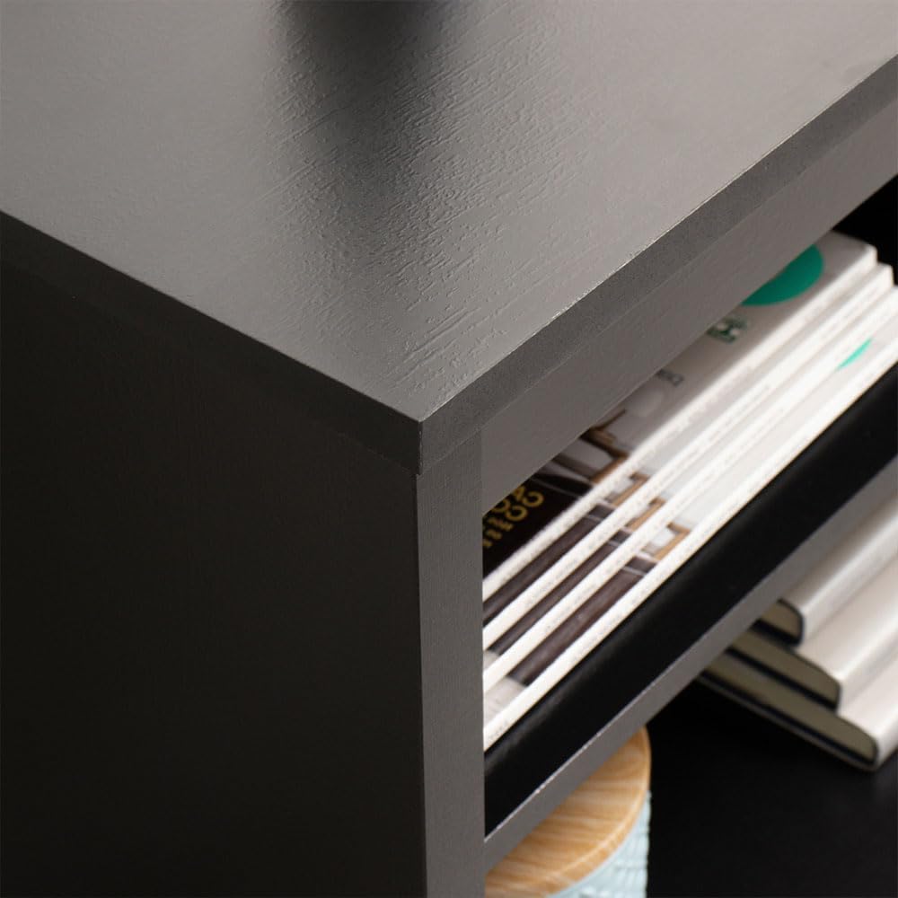 Sleek Black TV Stand with Cabinet and Cable Management, 71" Width