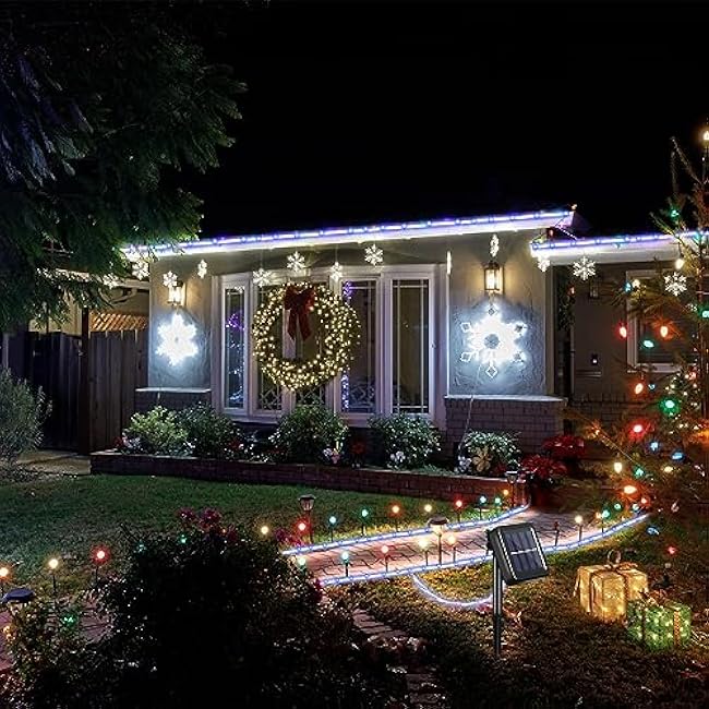 VIHOSE 2 Pcs Each 100ft 300 LED Solar Rope Lights Outdoor Waterproof Camping, 8 Modes String Light Clear PVC Tube Lighting for Party Garden Yard Wedding Christmas Halloween Tree Decor (White)