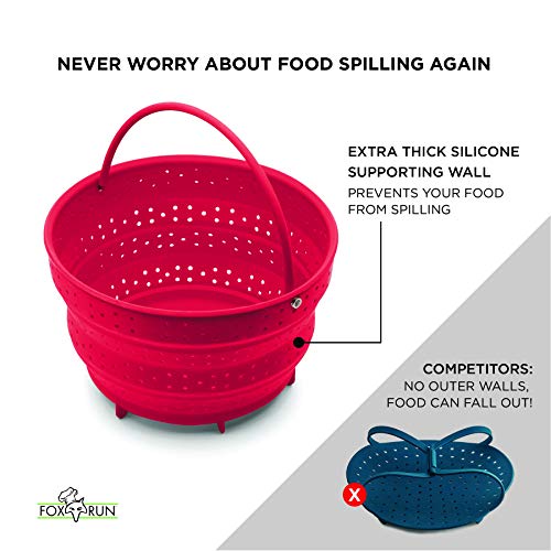 Fox Run Collapsible Silicone Steamer Basket Insert For Instant Pot, 6-Quart, Red #TOP2