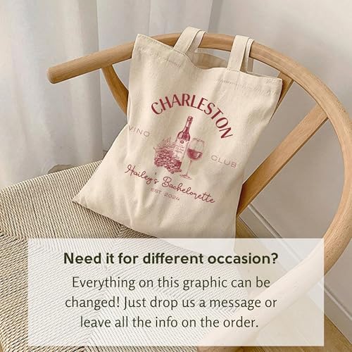 Bolso tote personalizado para despedida de soltera con tema de bodega y vino, accesorio para baby shower o despedida de soltera miniatura 5