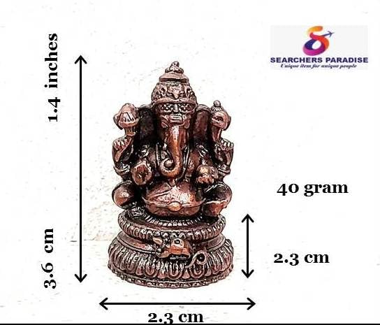 Image of Copper Idols of god Ganesh, 1.4 inches, 40 Gram, Patina Antique Finish, Pack of 1 Piece