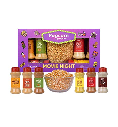 Popcorn & Company Movie Night Popcorn Kernels Seeds With Popcorn Seasoning Instant Popcorn Seeds With 6 Seasoning( Peri Peri, Butter Salt, Butterfly Corn, Papdi Chaat, Hot Sweet & Cheddar Cheese Seasoning) 850 G For Rs. 180 @ 64% off