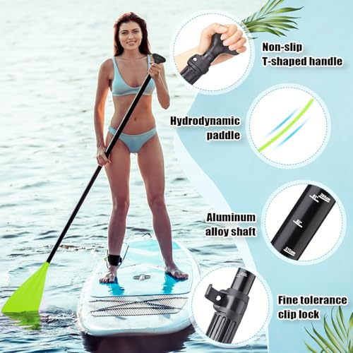 Image of Hollowfly 4 Set of 3 Pieces SUP Paddle Board Paddle Adjustable Paddleboard Lightweight Stand up Oar Aluminum Alloy Floating Replacement Oar Adjustable Aluminum Alloy Shaft for Surfing