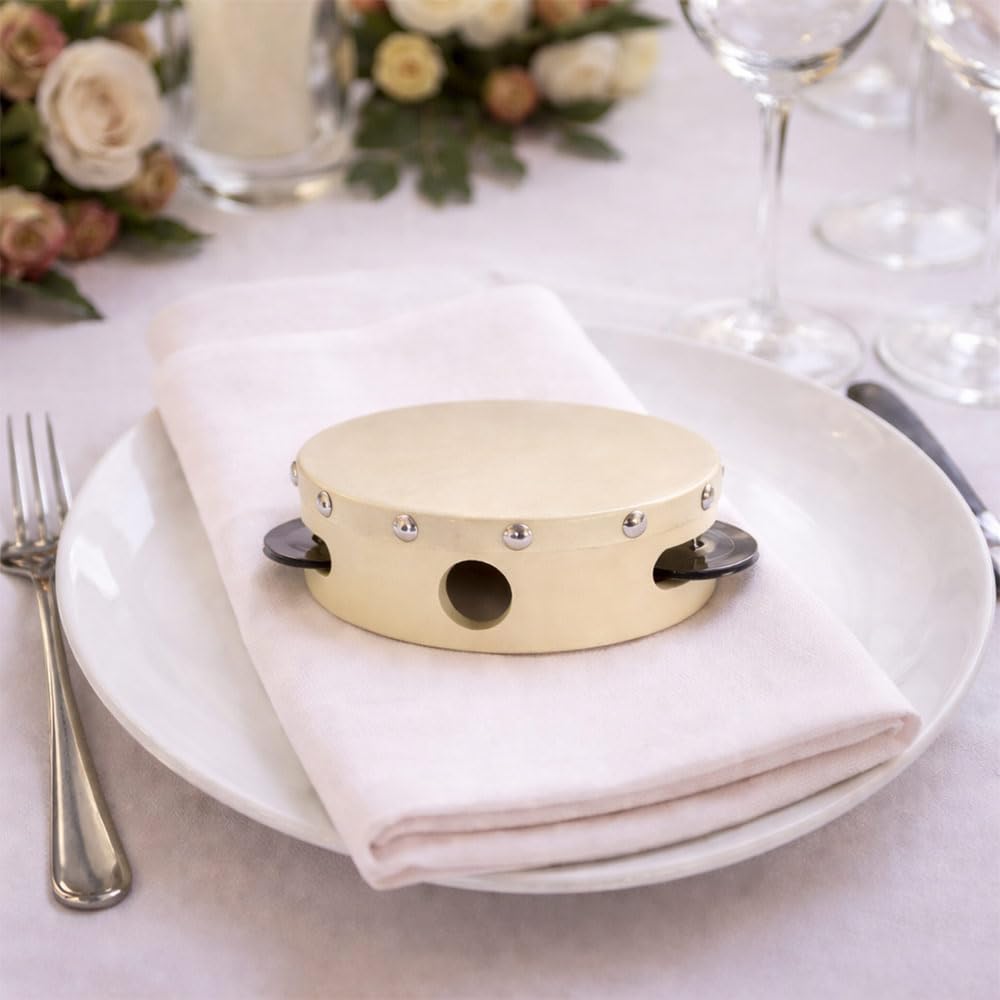 OKAFFAREFATTO MADDALONI Set 10 Tamburelli in Legno con Sonagli 15 cm — Matrimonio Laurea Festa Compleanno — Segnaposto Bomboniera Decorazione Tavola