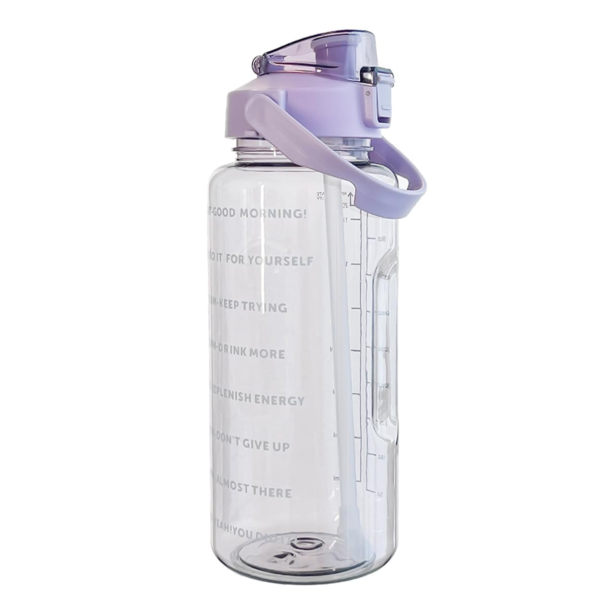 EHOTER 2 L Water Bottles Fitness Drinks Bottle Portable Large Capacity Cup Drinking Cup With Handle Sport Water-Bottles With Straw And Time Marker Leak Proof Drinks Bottle For Outdoor (Purple)