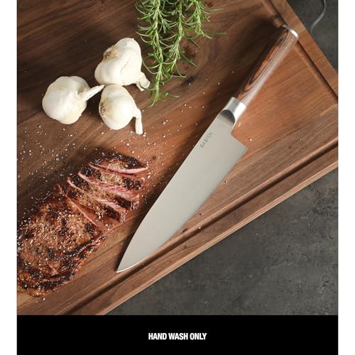 Image of Babish 8-Inch Chef Knife - High-Carbon 1.4116 German Steel Kitchen Knife with Dark Pakka Wood Handle, Full-Tang Razor Sharp Chef's Blade for Chopping, Slicing, Dicing & Everyday Prep