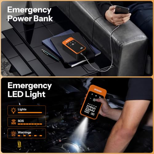 Image of UN1QUE PT610 Cordless Tyre Inflator for Car, Dual Power-6000mAh & 12V DC, 150 PSI, Auto Shut-Off, Rechargeable Air Pump for Car Tyres, Bikes, Balls with LED Light & Digital Pressure Gauge